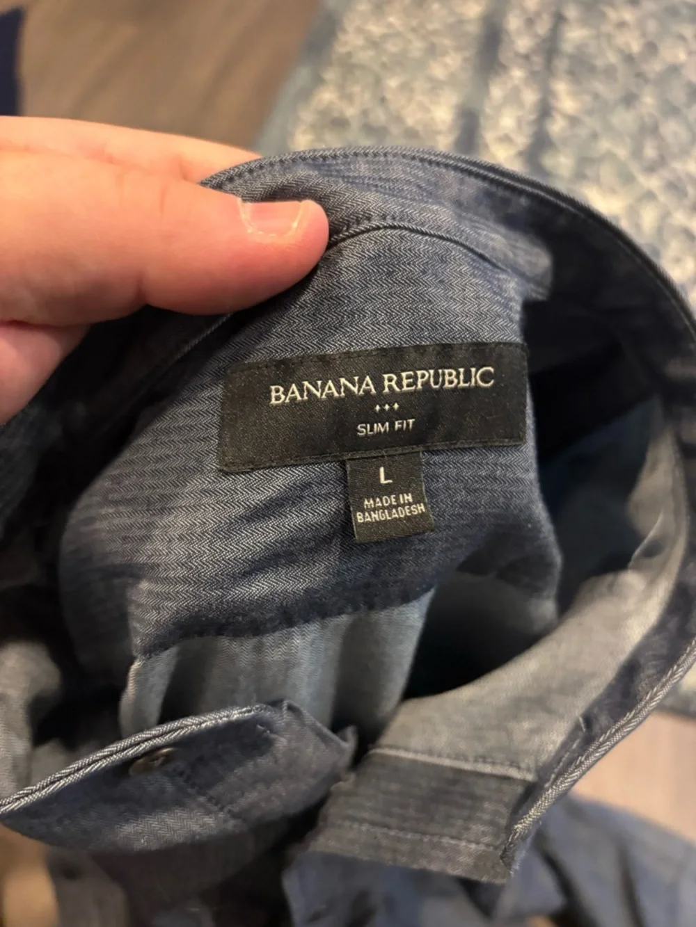 Banana Republic Men's Button-Down Shirt in Charcoal Blue